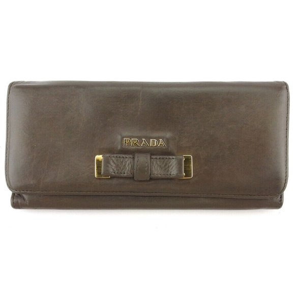 PRADA Purse ribbon gray gray leather Auth used C3887 - Picture 1 of 8